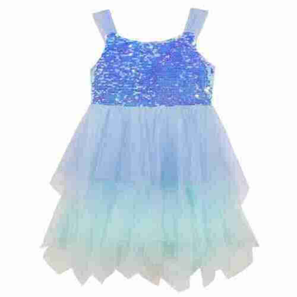 Pink & Violet Sleeveless Ombre Sequin Fairy Hem Dress